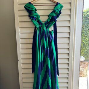 Zimmerman Striped Silk Maxi Dress Australian Size 0, US Size 4